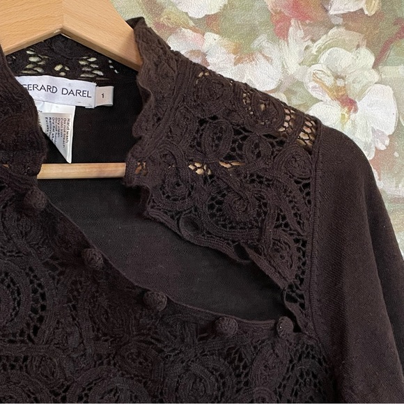 $390•Gerard Darel•100% Merino Wool Lace Sweater•Sz Small - Picture 3 of 5